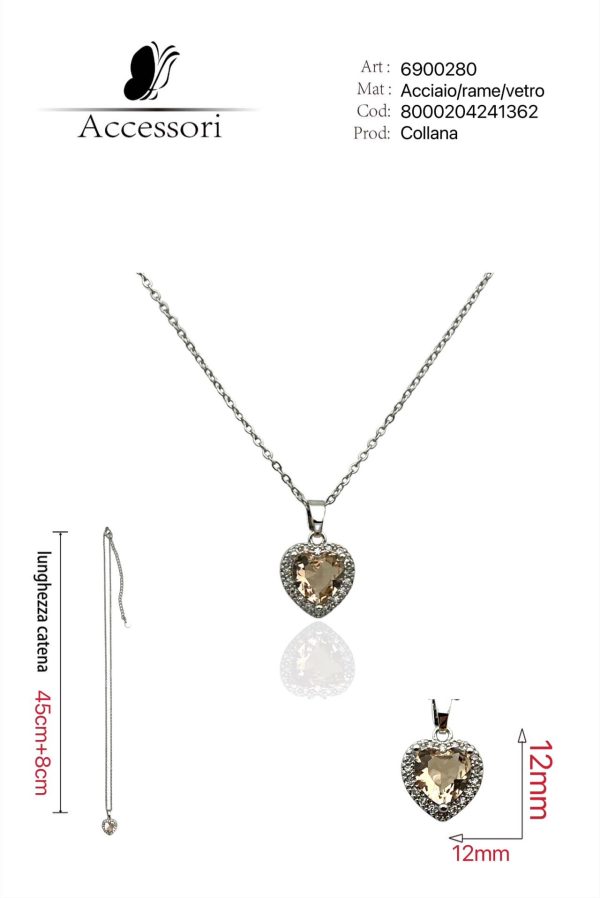 Collana rame/acciaio/vetro
