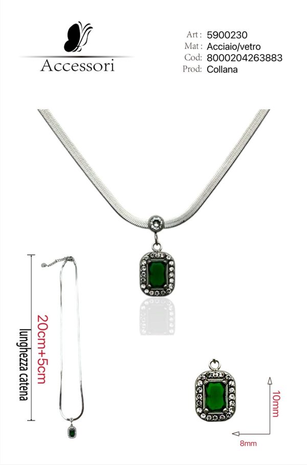 Collana acciaio/vetro