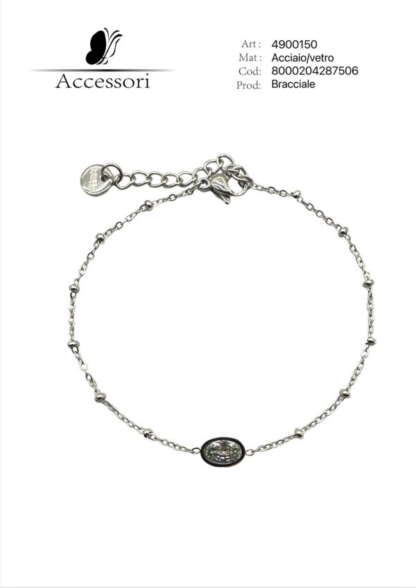 Bracciale acciaio vetro