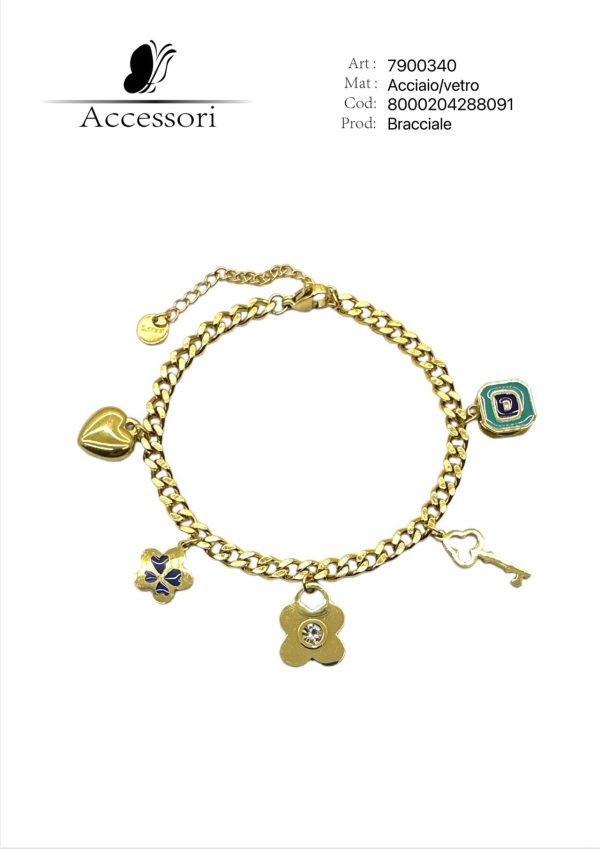 Bracciale acciaio vetro