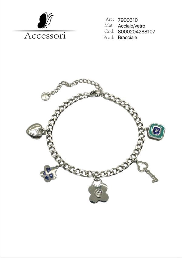 Bracciale acciaio vetro